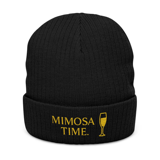 Mimosa Time - Ribbed Knit Beanie - Cozy Winter Accessory, Perfect Gift for Her