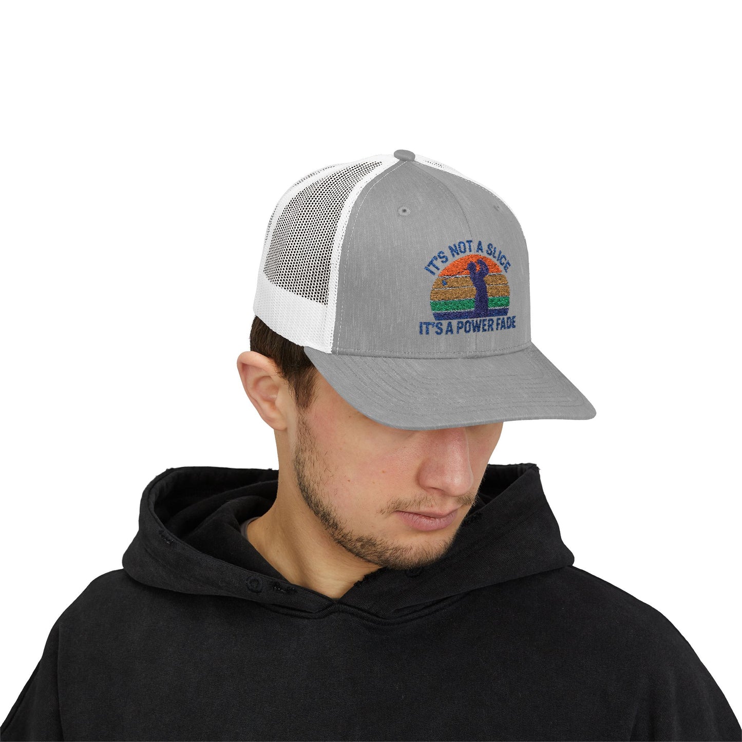 Colorful Power Fade Snapback Trucker Cap, Funny Golf Hat, Unique Baseball Cap, Gift for Golfers, Fashionable Outdoor Accessory