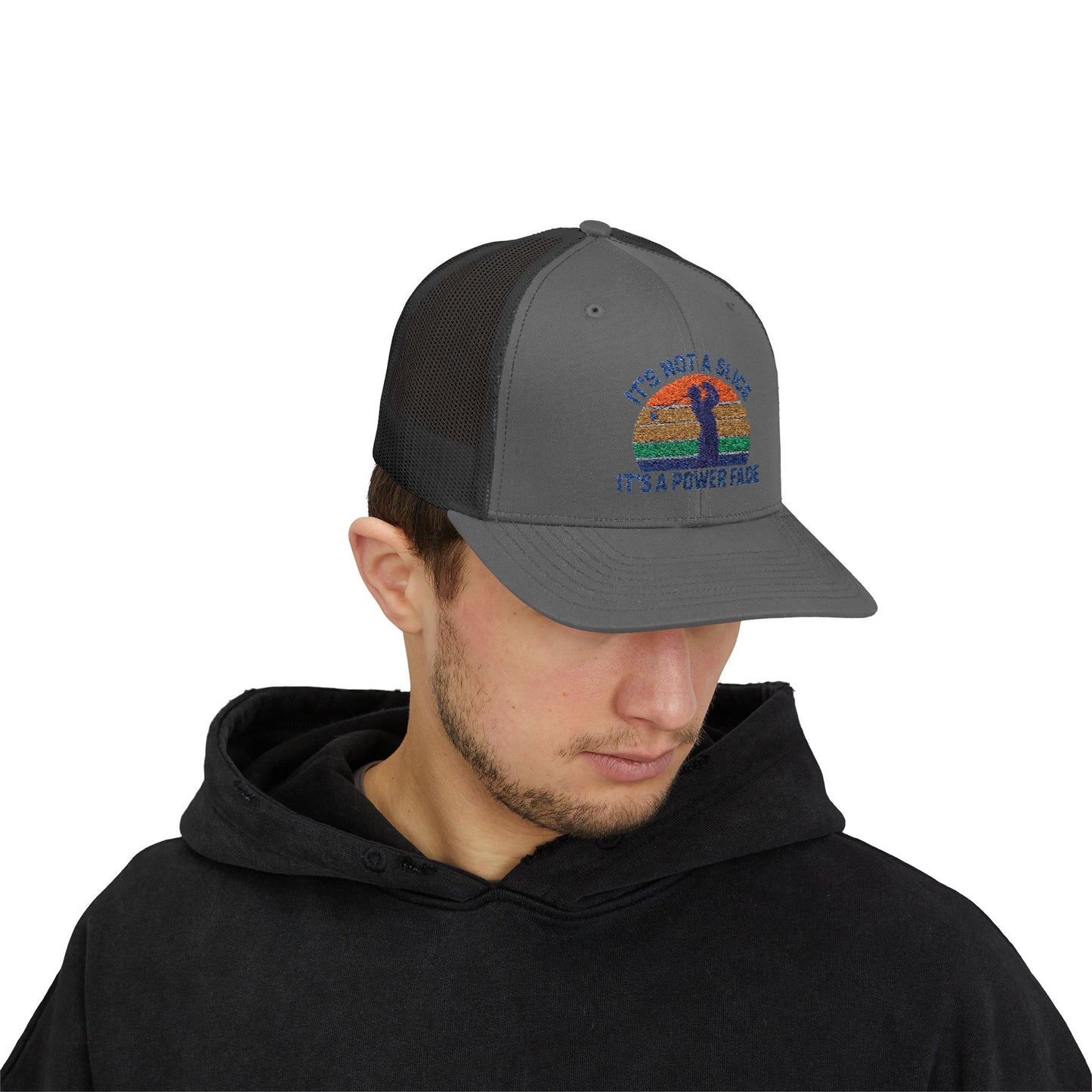 Colorful Power Fade Snapback Trucker Cap, Funny Golf Hat, Unique Baseball Cap, Gift for Golfers, Fashionable Outdoor Accessory