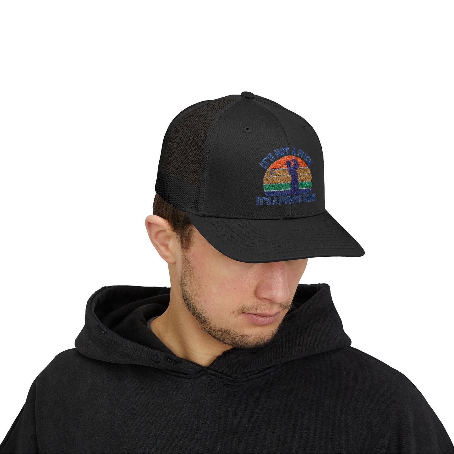 Colorful Power Fade Snapback Trucker Cap, Funny Golf Hat, Unique Baseball Cap, Gift for Golfers, Fashionable Outdoor Accessory