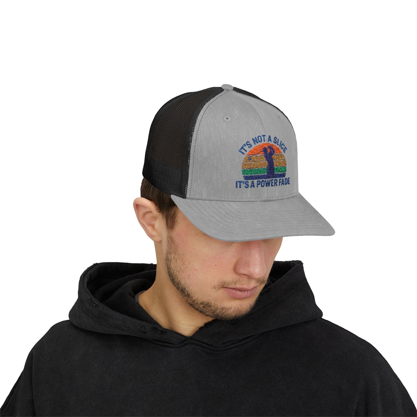 Colorful Power Fade Snapback Trucker Cap, Funny Golf Hat, Unique Baseball Cap, Gift for Golfers, Fashionable Outdoor Accessory